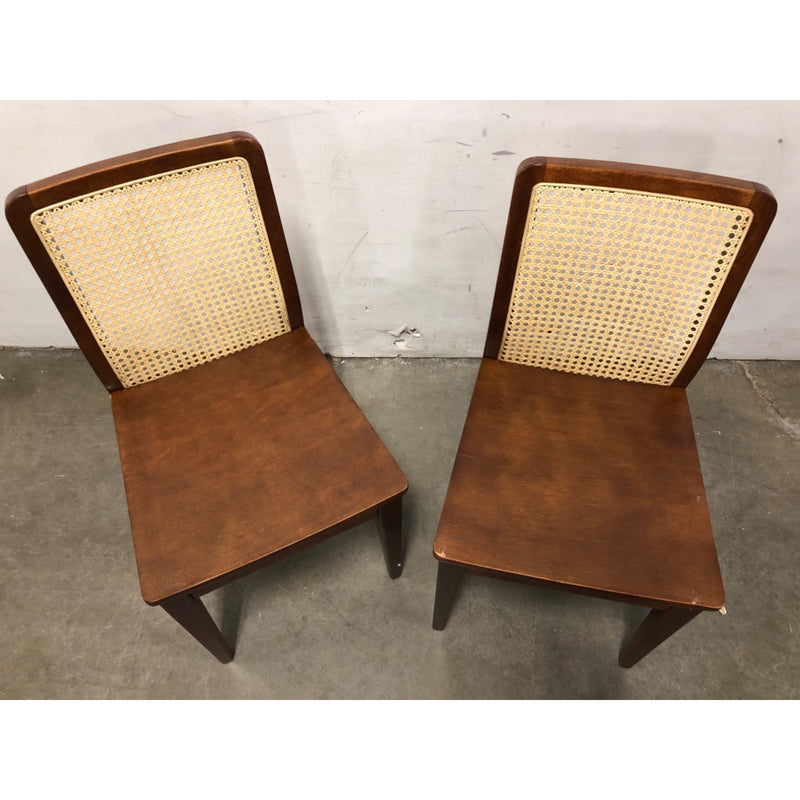 SAFAVIEH Benicio Rattan Dining Chair, Dark Brown/Natural, Set of 2