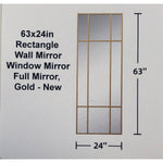 63x24in Rectangle Wall Mirror Window Mirror Full Mirror, Gold