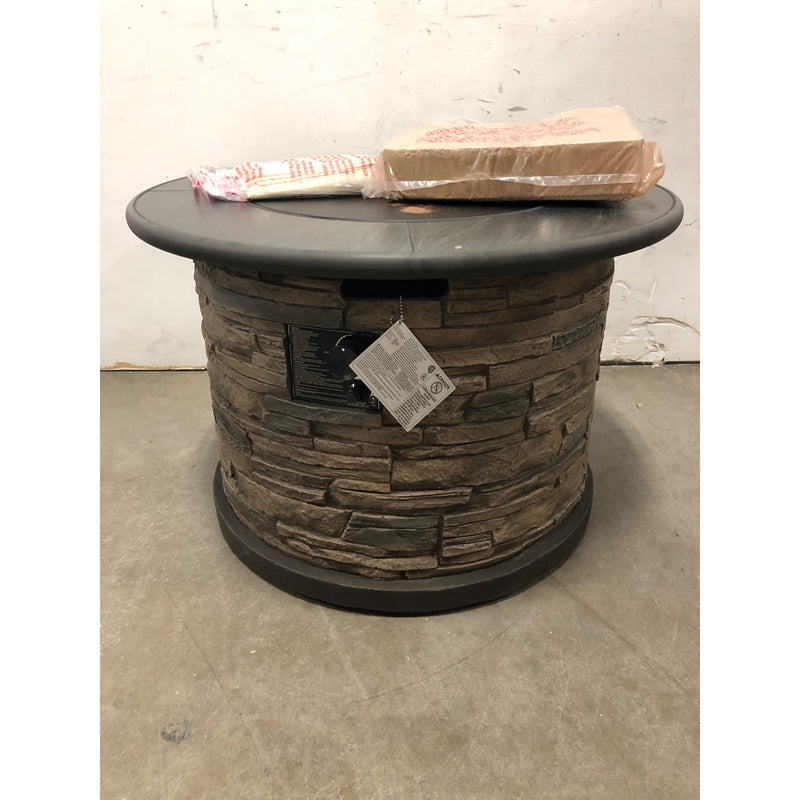 Bond Orchards Park 35inch Round 50,000 BTU Faux Stone and Porcelain Fire Pit