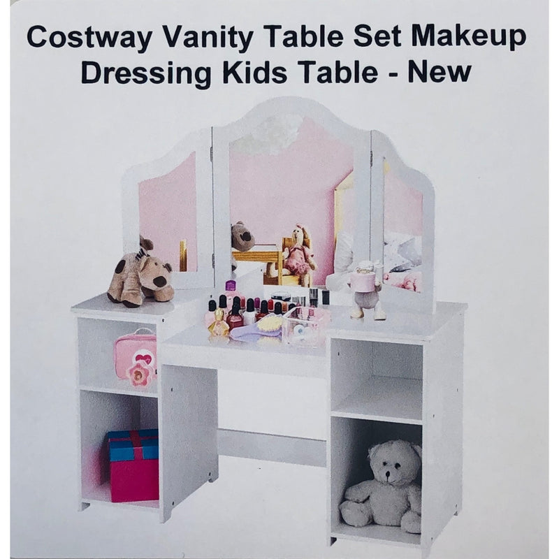 Costway Vanity Table Set Makeup Dressing Kids Table