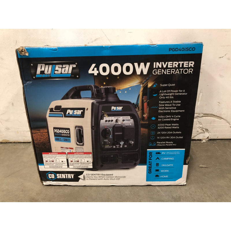 Pulsar 4000-Watt Super Quiet Gas Powered Inverter Generator with CO Sentry