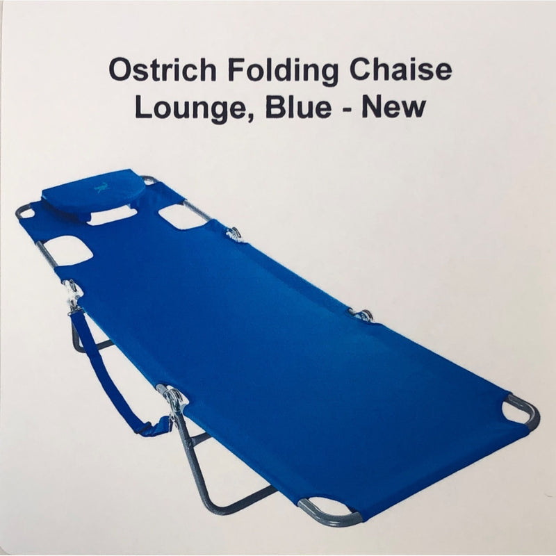 Ostrich Folding Chaise Lounge, Blue