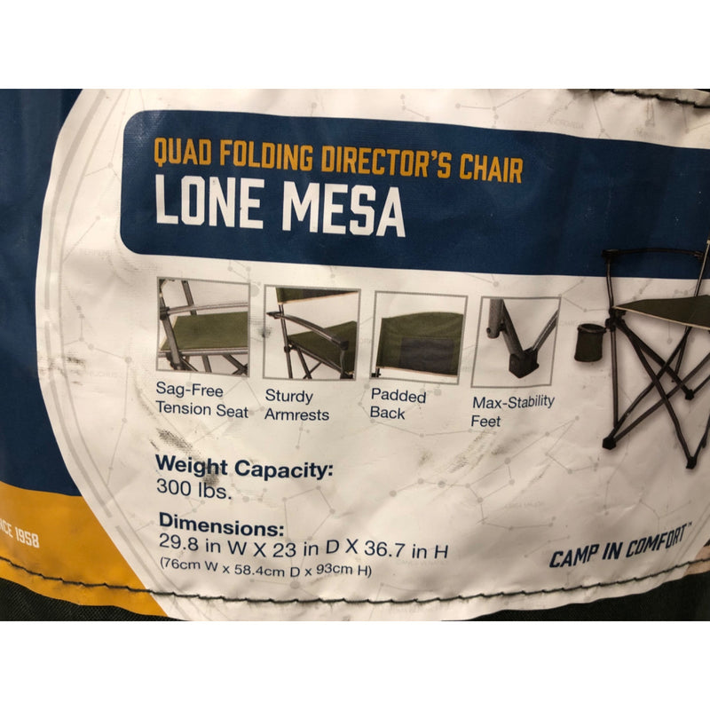 Slumberjack Lone Mesa Quad Folding Directors Chair, with Beverage Holder