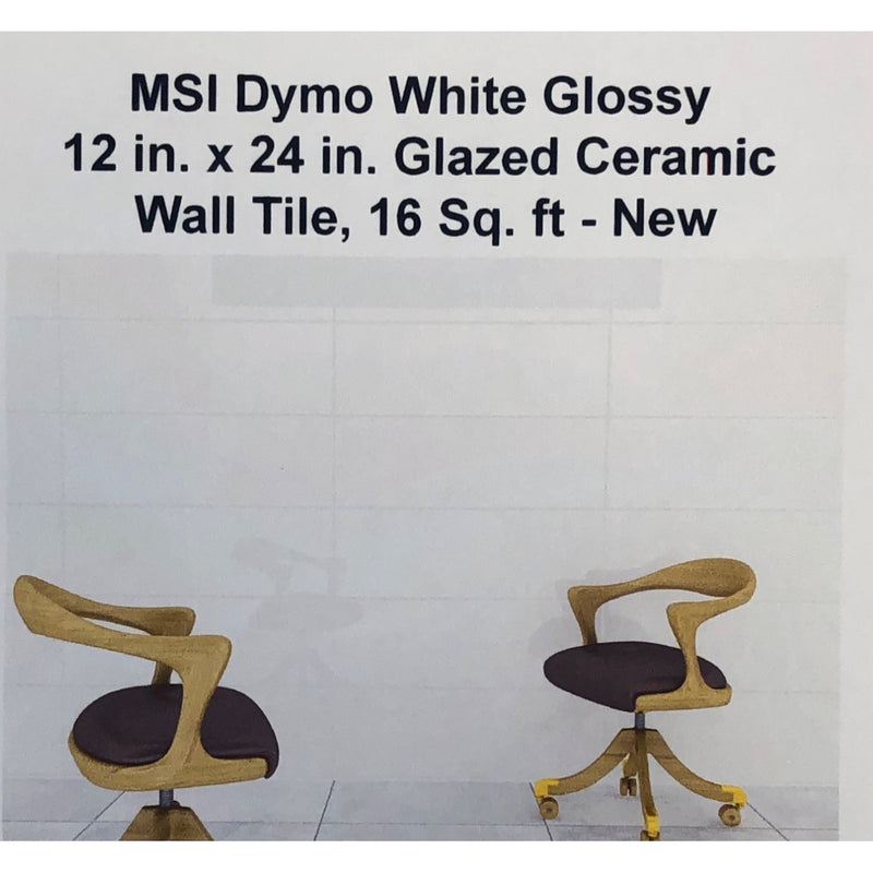 MSI Dymo White Glossy 12 in. x 24 in. Glazed Ceramic Wall Tile, 16 Sq. ft