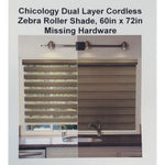 Chicology Dual Layer Cordless Zebra Roller Shade, 60in x 72in