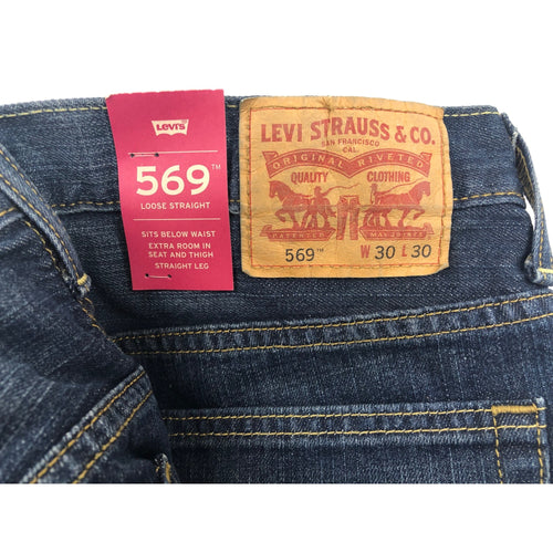 Levi Jeans Style 569 Size 30 x 30 Loose Straight Cut Dark Blue