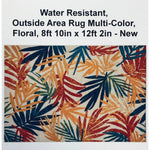 Water Resistant, Outside Area Rug Multi-Color, Floral, 8ft 10in x 12ft 2in