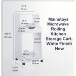 Mainstays Microwave Rolling Kitchen Storage Cart, White Finish