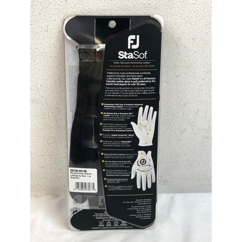 FJ Sta Sof Black Leather Golf Glove Let, Mens Med/Lrg