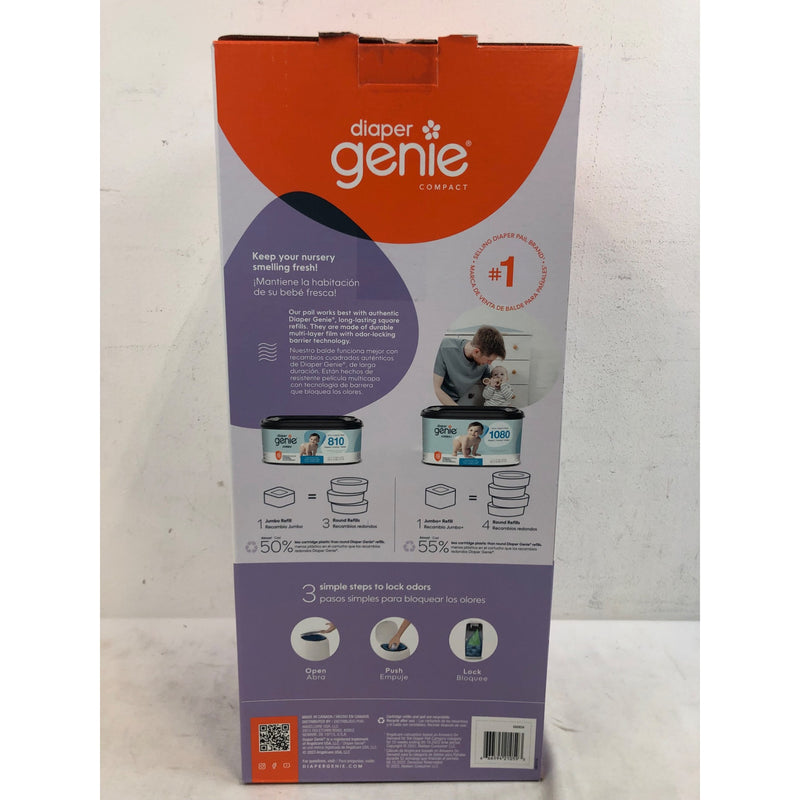 Diaper Genie Compact Pail, White, 1 Pail, 1 Square Refill - 165 Count, Infant