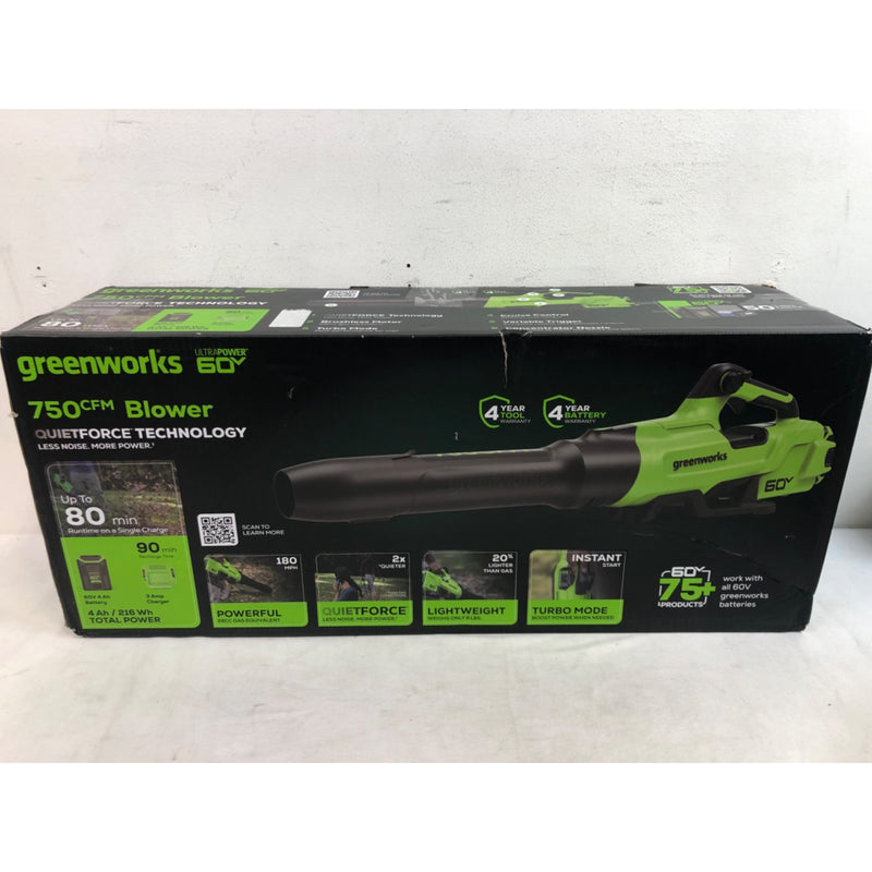 Greenworks 60V 750CFM Blower with 4AH HC Battery & 3A Charger 2439402