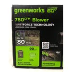 Greenworks 60V 750CFM Blower with 4AH HC Battery & 3A Charger 2439402