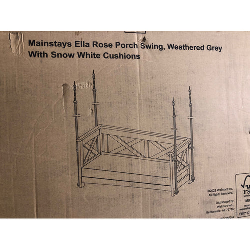 Mainstays Ella Rose 2-Person Cushioned Bench Porch Swing, Gray