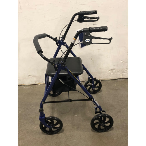 Drive Medical Four Wheel Rollator Rolling Walker with Fold Up Back Support, Blue