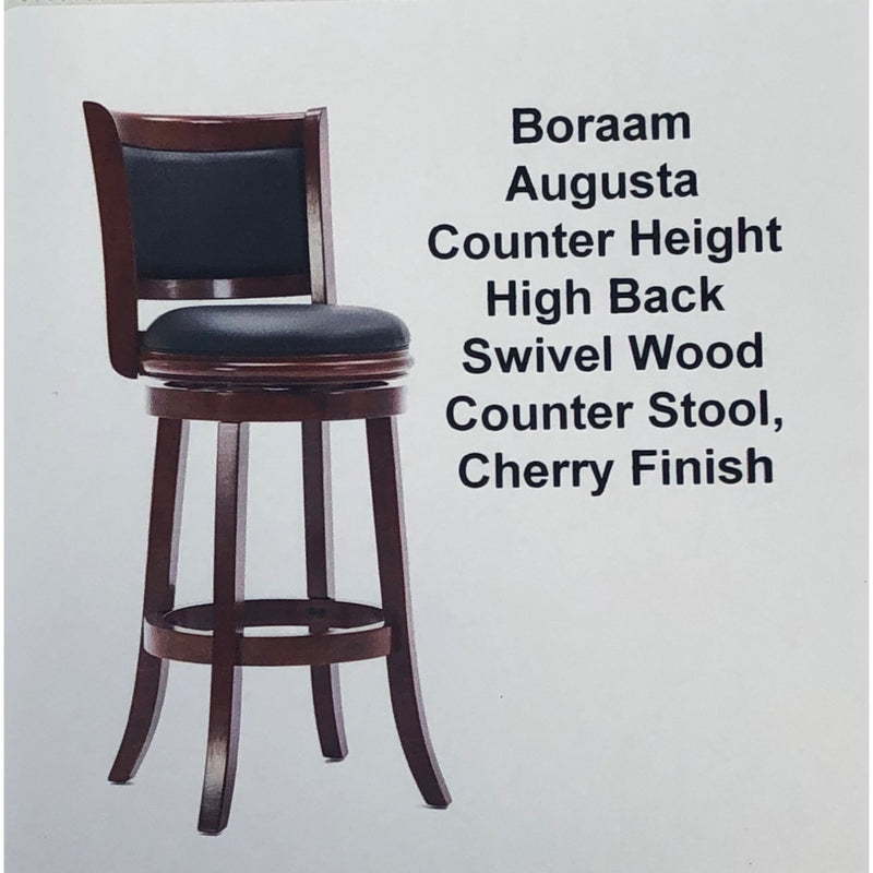 Boraam Augusta Counter Height High Back Swivel Wood Counter Stool, Cherry Finish