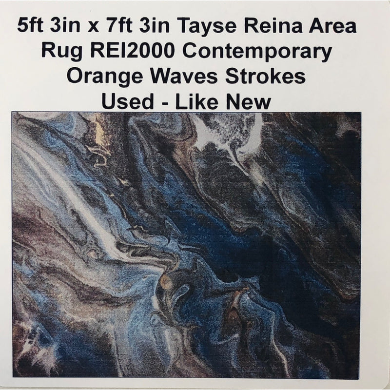 5ft 3in x 7ft 3in Tayse Reina Area Rug REI2000 Contemporary Orange Waves Strokes