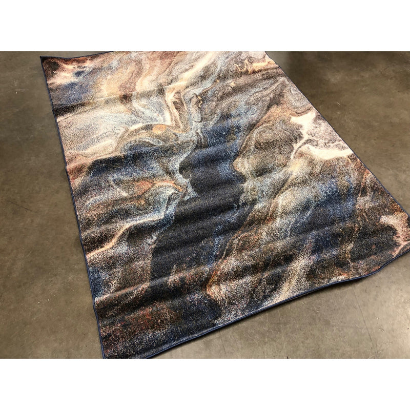 5ft 3in x 7ft 3in Tayse Reina Area Rug REI2000 Contemporary Orange Waves Strokes