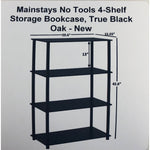 Mainstays No Tools 4-Shelf Storage Bookcase, True Black Oak