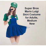 Super Bros Mario Luigi Skirt Costume for Adults, Medium