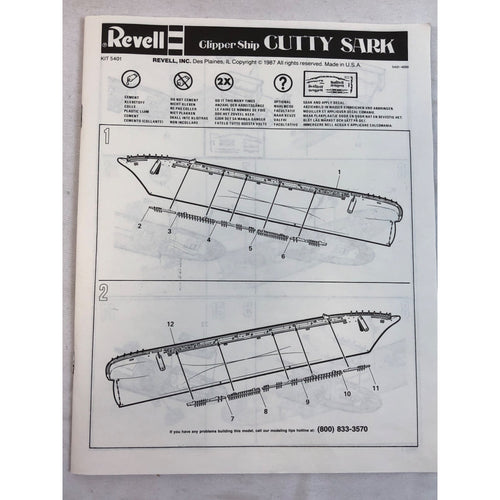 Revell Cutty Sark Clipper Ship Vintage 1979 Plastic Model Kit #5401