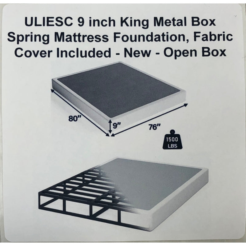 ULIESC 9 inch King Metal Box Spring Mattress Foundation, Fabric Cover Included