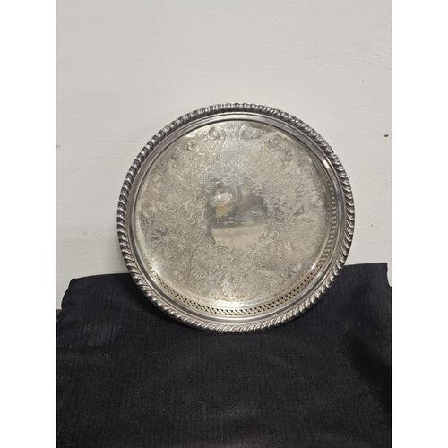 Vintage Wm Rogers Silver Plate Serving Tray, 670, Reticulated