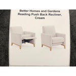 Better Homes and Gardens Reading Push Back Recliner, Cream