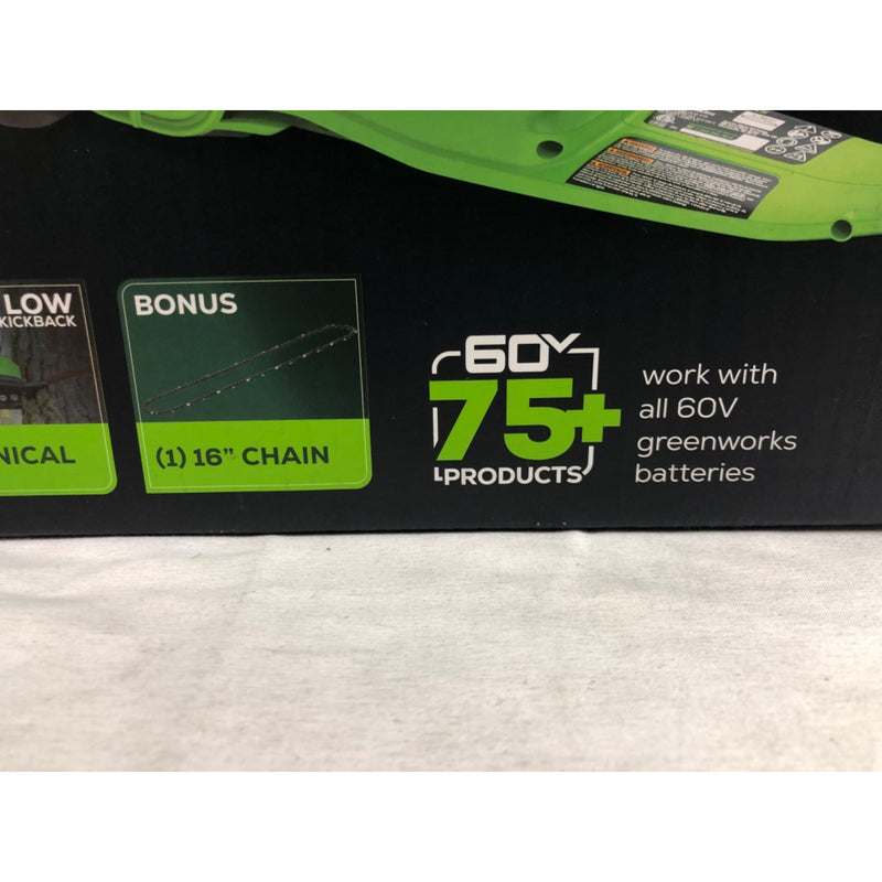 Greenworks 60V 16in 1.5kW Brushless Chainsaw with 2.5 Ah Battery/Charger 2028602