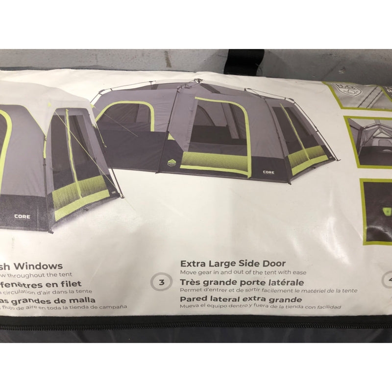 CORE 10-Person Lighted Instant Cabin Tent, Green