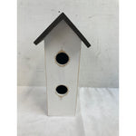 12 inch tall White Birdhouse with Dark Brown Roof