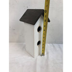 12 inch tall White Birdhouse with Dark Brown Roof