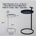 Abble Diameter 14 in. x H 26.4 in. Indoor Black Round Metal End Table & C-Table