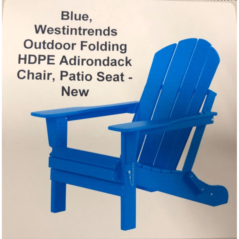 Blue, Westintrends Outdoor Folding HDPE Adirondack Chair, Patio Seat