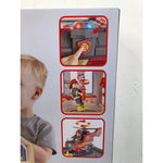 Hape City Red Fire Station Dollhouse Wood Playset, 13 Pieces, Light & Sound