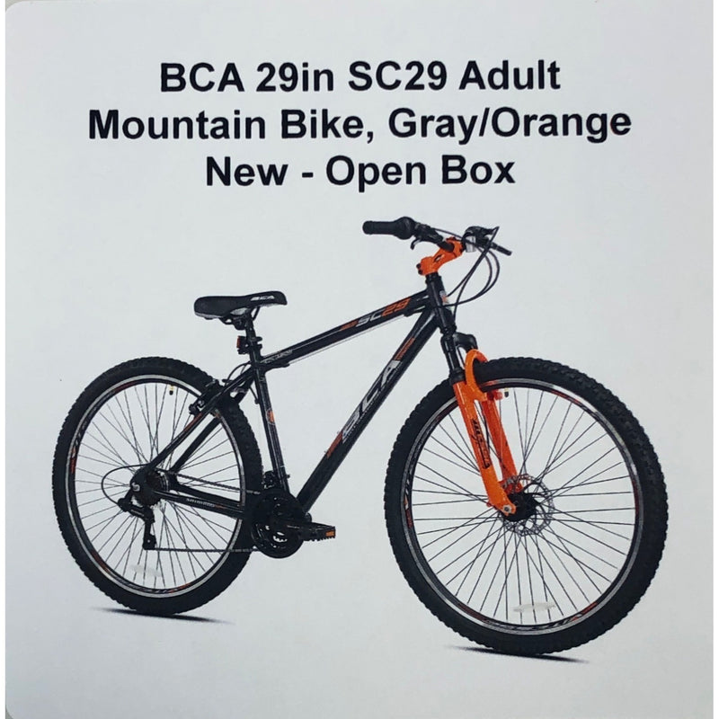 BCA 29in SC29 Adult Mountain Bike, Gray/Orange