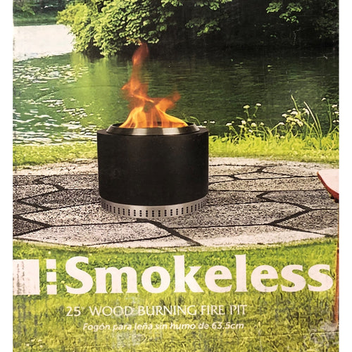 Muskoka 25in Black Steel/Stainless Steel Smokeless Wood Fire Pit with Lid