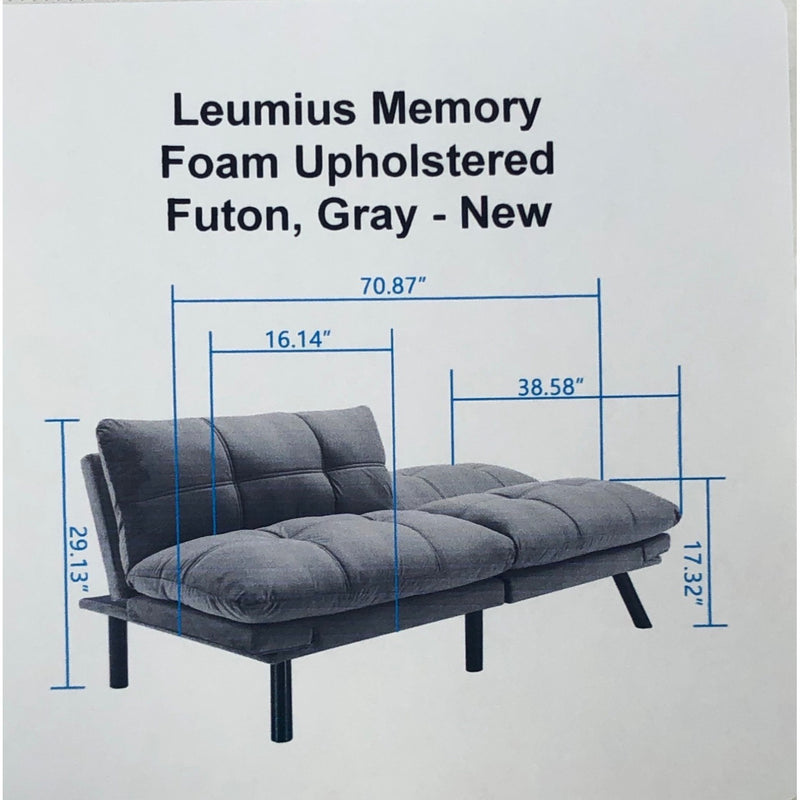 Leumius Memory Foam Upholstered Futon, Gray