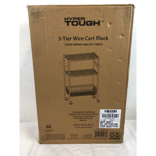 Hyper Tough Wire 3-Tier Storage Shelf Unit 36 x 16 x 30, 495lb Capacity, Black