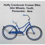 Huffy Cranbrook Cruiser Bike, 24in Wheels, Youth, Periwinkle