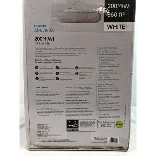 Coway Air Purifier Airmega 200M True HEPA with 361 sq. ft. Coverage in White