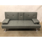 Modern Futon Sofa Beds, Linen Convertible Futon Sofa w/ Removable Armrests