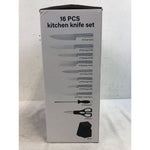 Ambler Kitchen Knife Set, 16 PCS Stainless Steel Serrated Knives, Silver