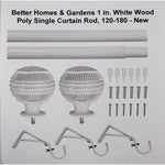 Better Homes & Gardens 1 in. White Wood Poly Single Curtain Rod, 120-180