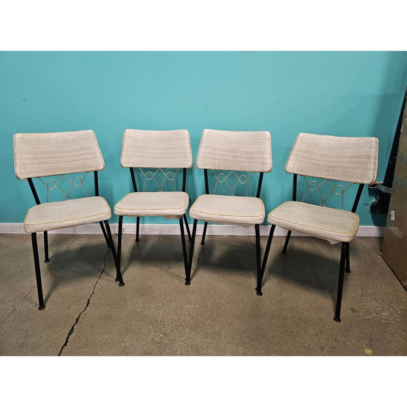 Set of 4 Virtue Bros Kitchen Chairs Vinyl & Bronze Mid Century Modern, Vintage