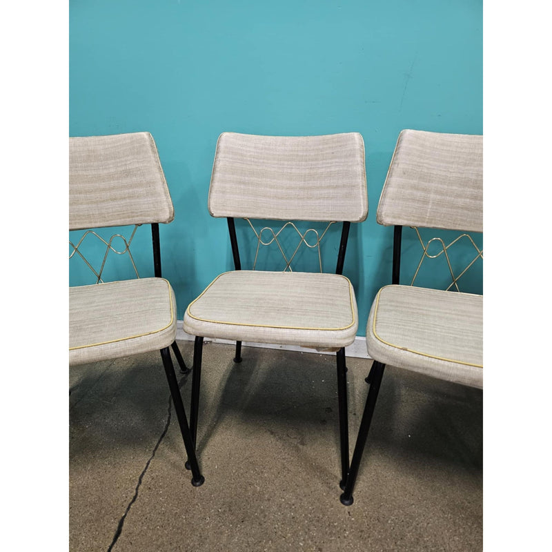 Set of 4 Virtue Bros Kitchen Chairs Vinyl & Bronze Mid Century Modern, Vintage