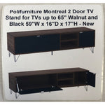 Polifurniture Montreal 2 Door TV Stand for TVs up to 65in, Walnut and Black