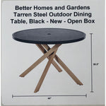 Better Homes and Gardens Tarren Steel Outdoor Dining Table, Black