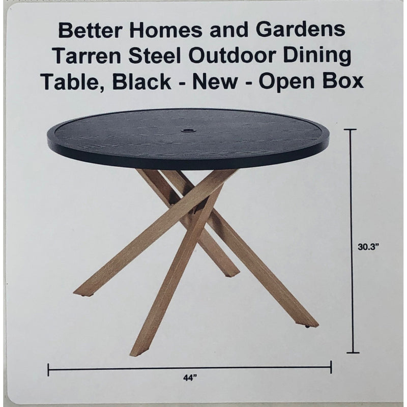 Better Homes and Gardens Tarren Steel Outdoor Dining Table, Black