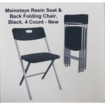 Mainstays Resin Seat & Back Folding Chair, Black, 4 Count