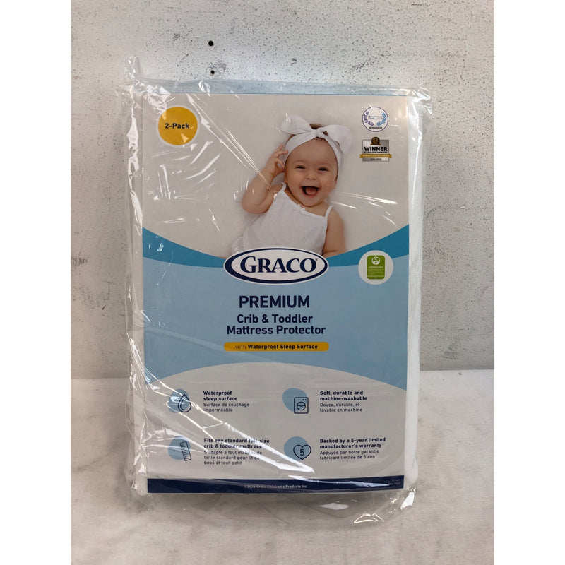 Graco Premium Waterproof Crib and Toddler Mattress Protector, 2 Pack